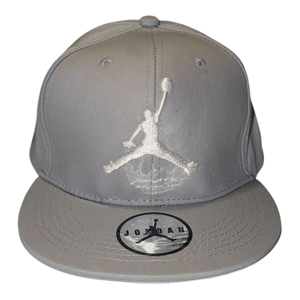 Air Jordan Jumpman Snapback Hat Gray White Logo Flat Brim Adjustable
